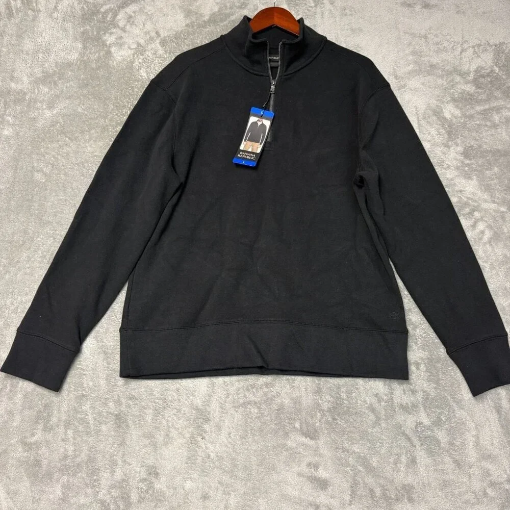 Banana Republic Men's Size L Black Half-Zip Pullover Sweatshirt K1176